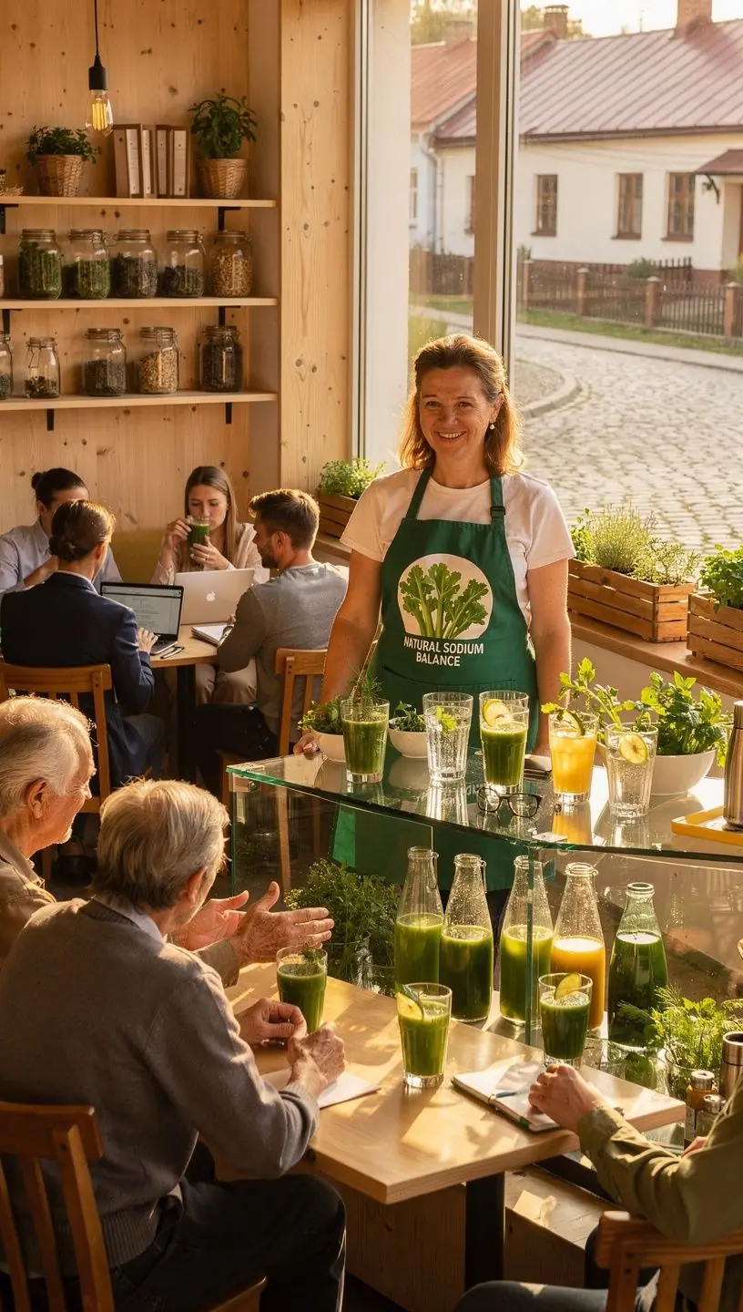 Švieži salierai ir žolelės, paruošti arbatai, demonstruojant sveikatingumo naudą.