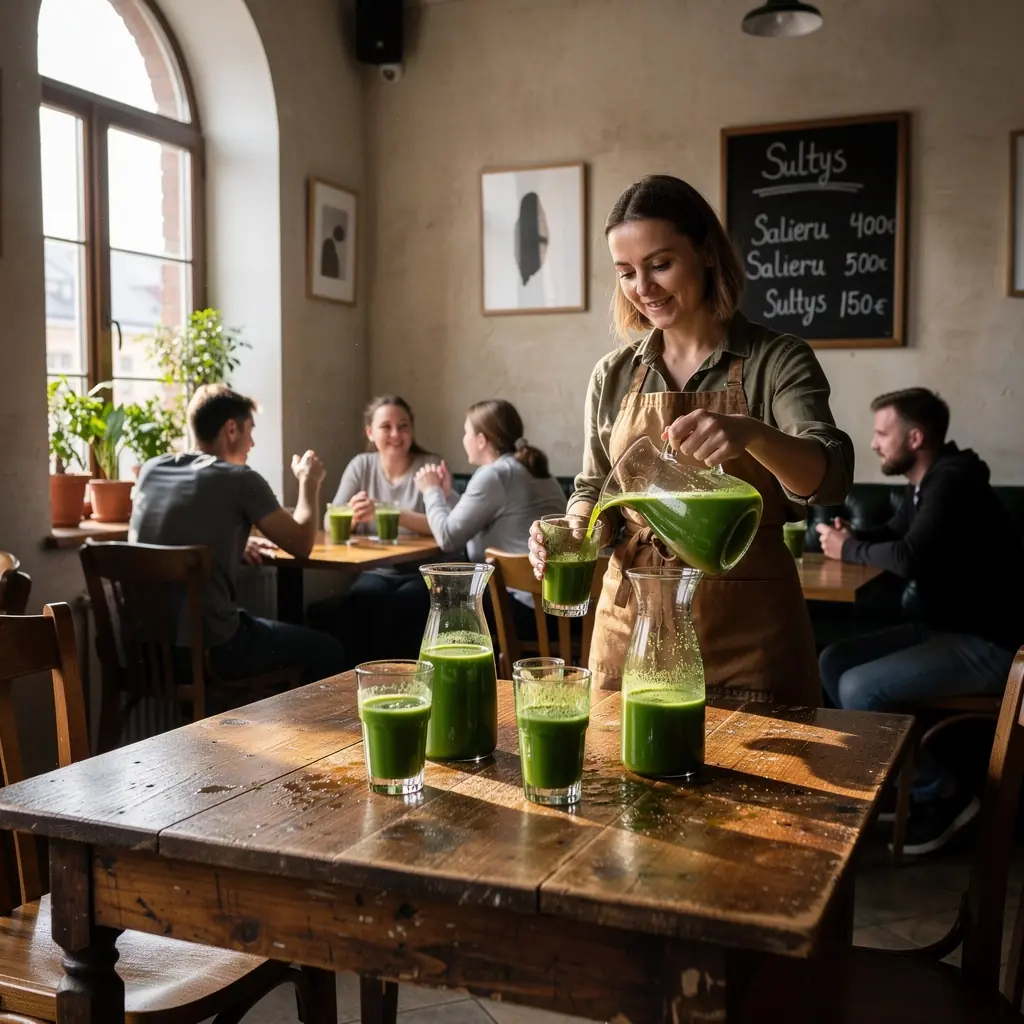 Žolelių arbatos puodelis su natūraliomis sudedamosiomis dalimis, skirtas natrio balansui palaikyti.