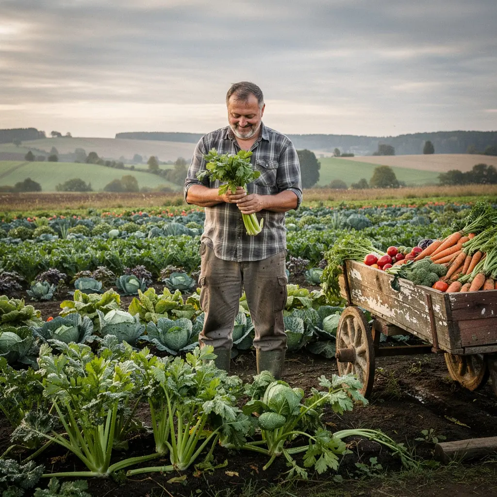 Selerijos sulčių naudojimo proceso iliustracija su ingredientais.